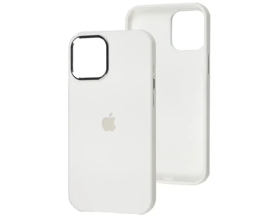 Чохол Silicone Case Metal Buttons (AA) для Apple iPhone 12 Pro / 12 (6.1") Білий / White