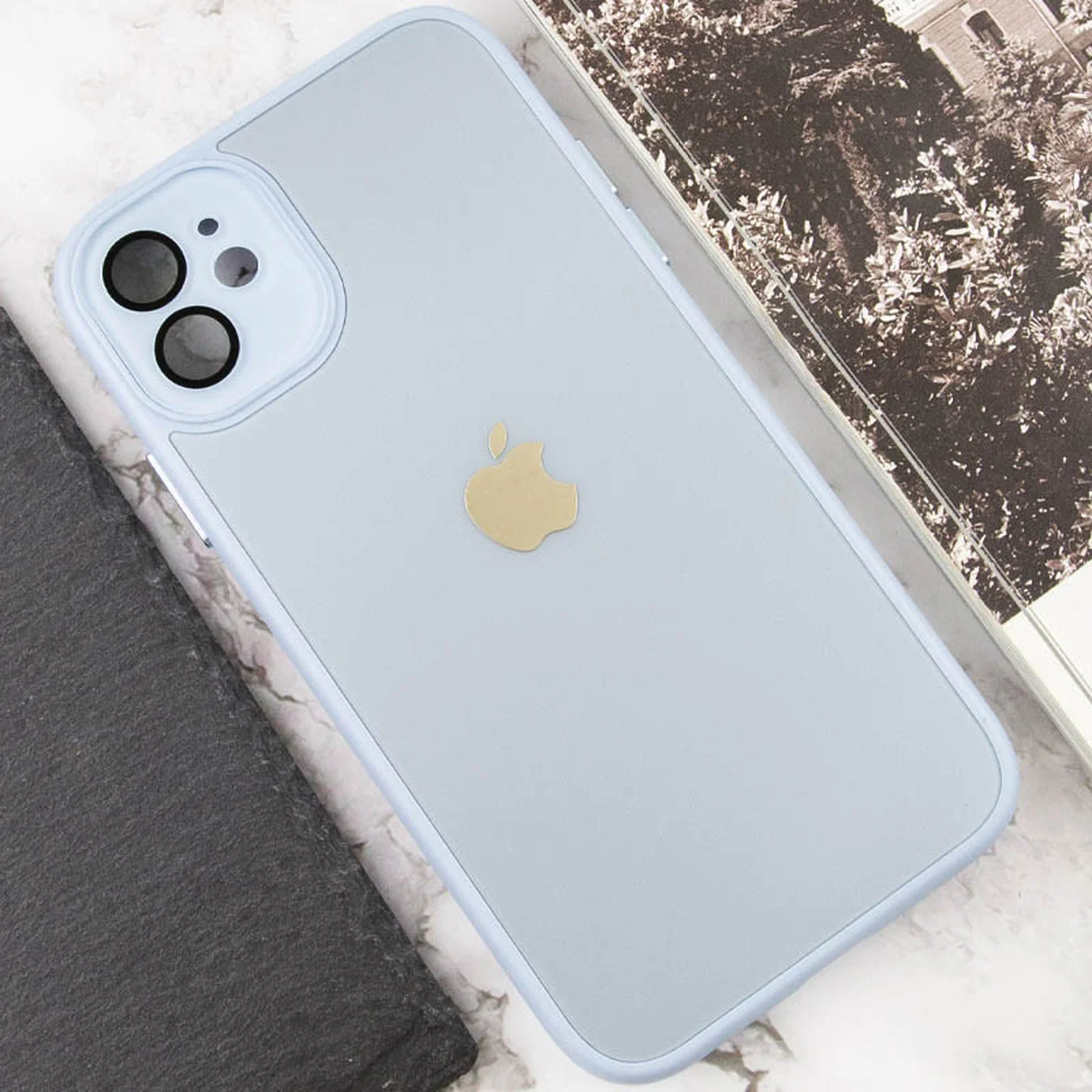 Чехол TPU+Glass Sapphire Midnight для Apple iPhone 12 (6.1") Голубой / Blue