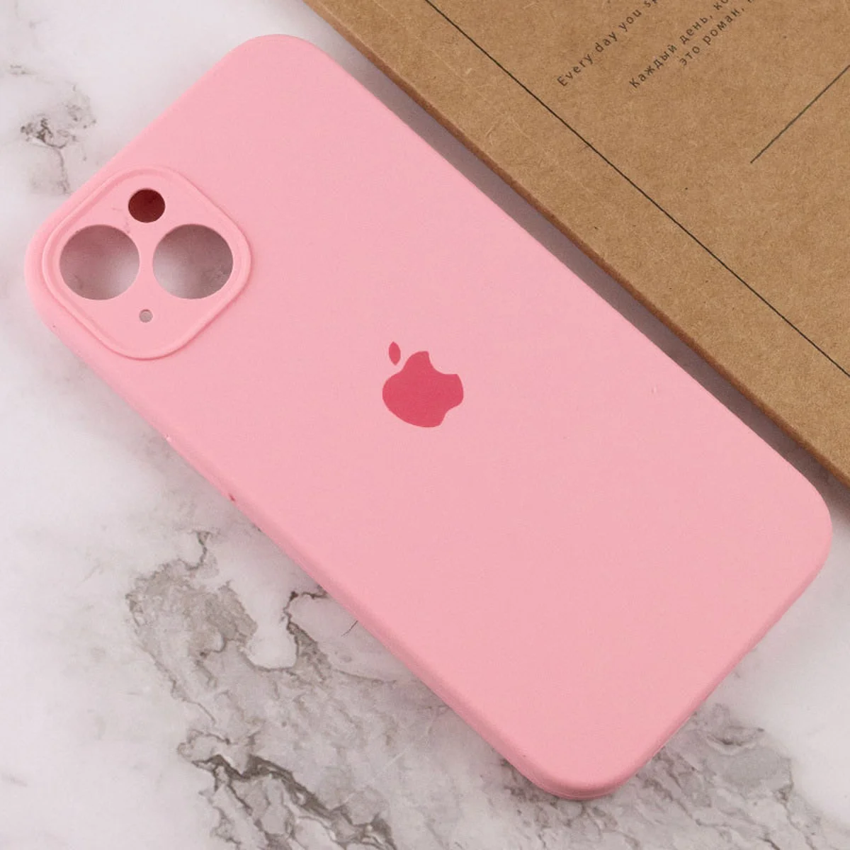 Чехол Silicone Case Full Camera Protective (AA) для Apple iPhone 13 mini (5.4") Розовый / Light pink