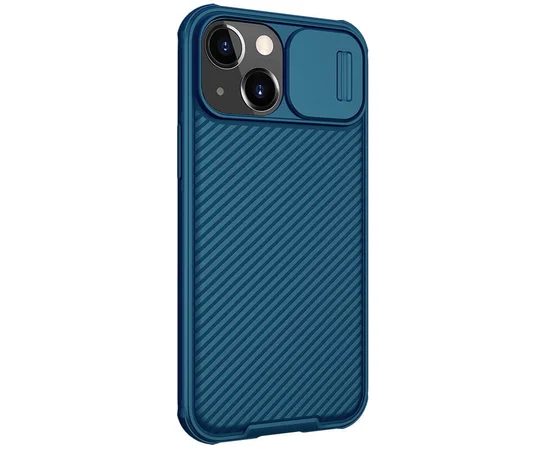 Карбоновая накладка Nillkin Camshield (шторка на камеру) для Apple iPhone 13 mini (5.4") Синий / Blue