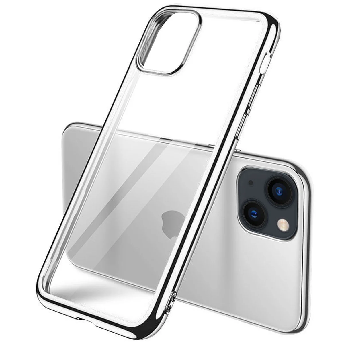 Прозорий силіконовий чохол глянсове окантування Full Camera для Apple iPhone 13 mini (5.4") Срібний