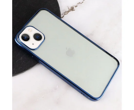 Прозрачный силиконовый чехол глянцевая окантовка Full Camera для Apple iPhone 13 mini (5.4") Синий