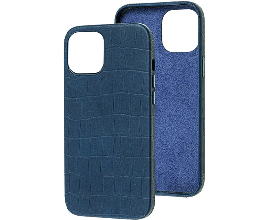 Кожаный чехол Croco Leather для Apple iPhone 13 mini (5.4") Blue