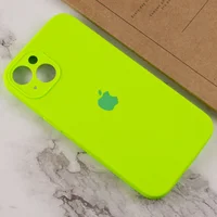 Чехол Silicone Case Full Camera Protective (AA) для Apple iPhone 13 mini (5.4") Салатовый / Neon green