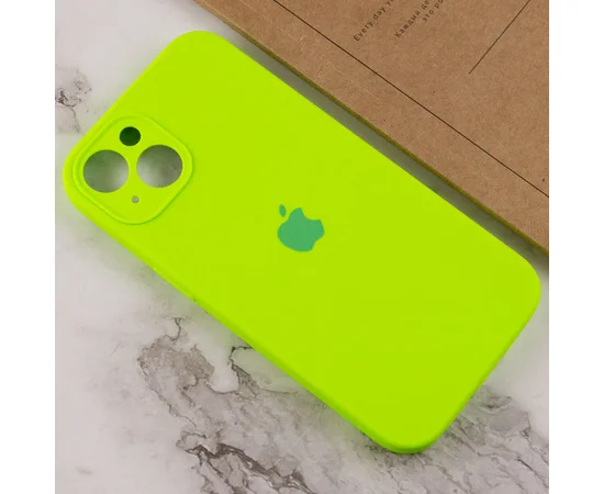 Чехол Silicone Case Full Camera Protective (AA) для Apple iPhone 13 mini (5.4") Салатовый / Neon green
