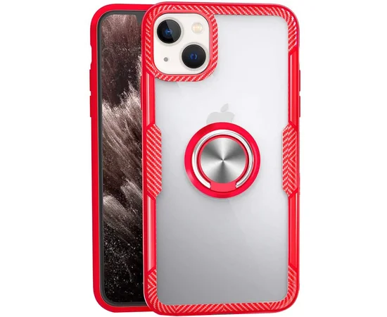 TPU+PC чехол Deen CrystalRing for Magnet (opp) для Apple iPhone 13 mini (5.4") Бесцветный / Красный
