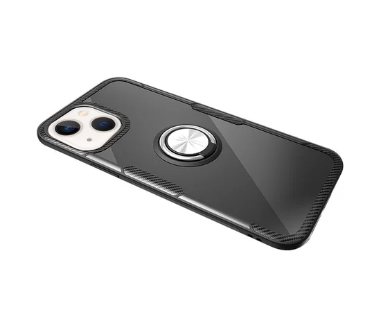 TPU+PC чехол Deen CrystalRing for Magnet (opp) для Apple iPhone 13 mini (5.4") Бесцветный / Черный