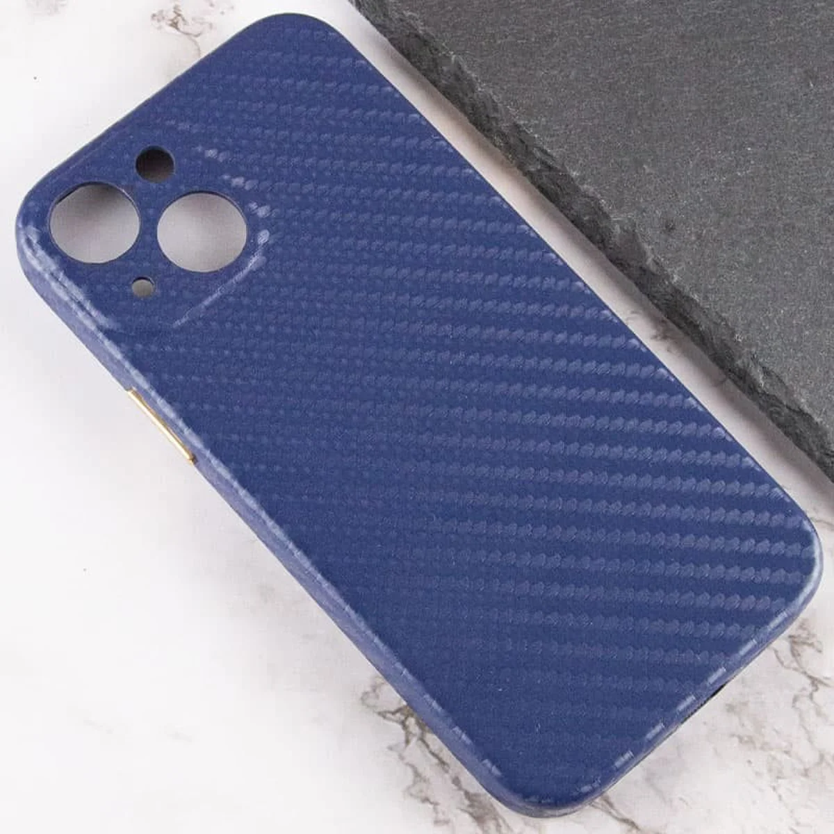 Шкіряний чохол Leather Case Carbon series для Apple iPhone 13 mini (5.4") Синій