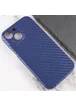 Кожаный чехол Leather Case Carbon series для Apple iPhone 13 mini (5.4") Синий