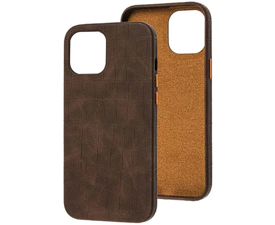 Кожаный чехол Croco Leather для Apple iPhone 13 mini (5.4") Brown