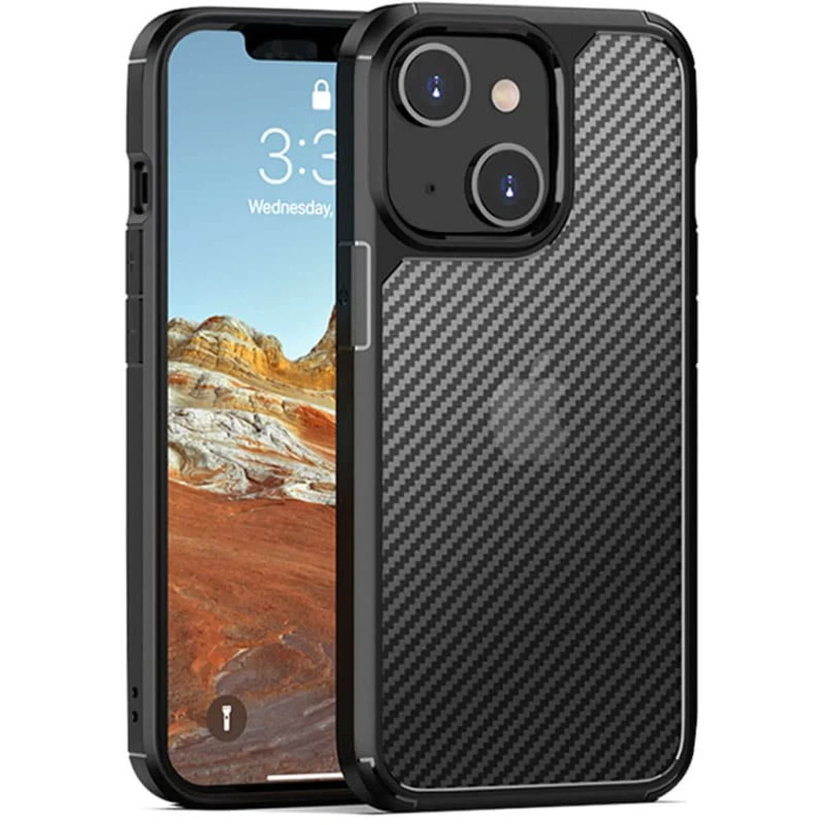 Чехол TPU+PC Matte Carbon для Apple iPhone 13 mini (5.4") Черный