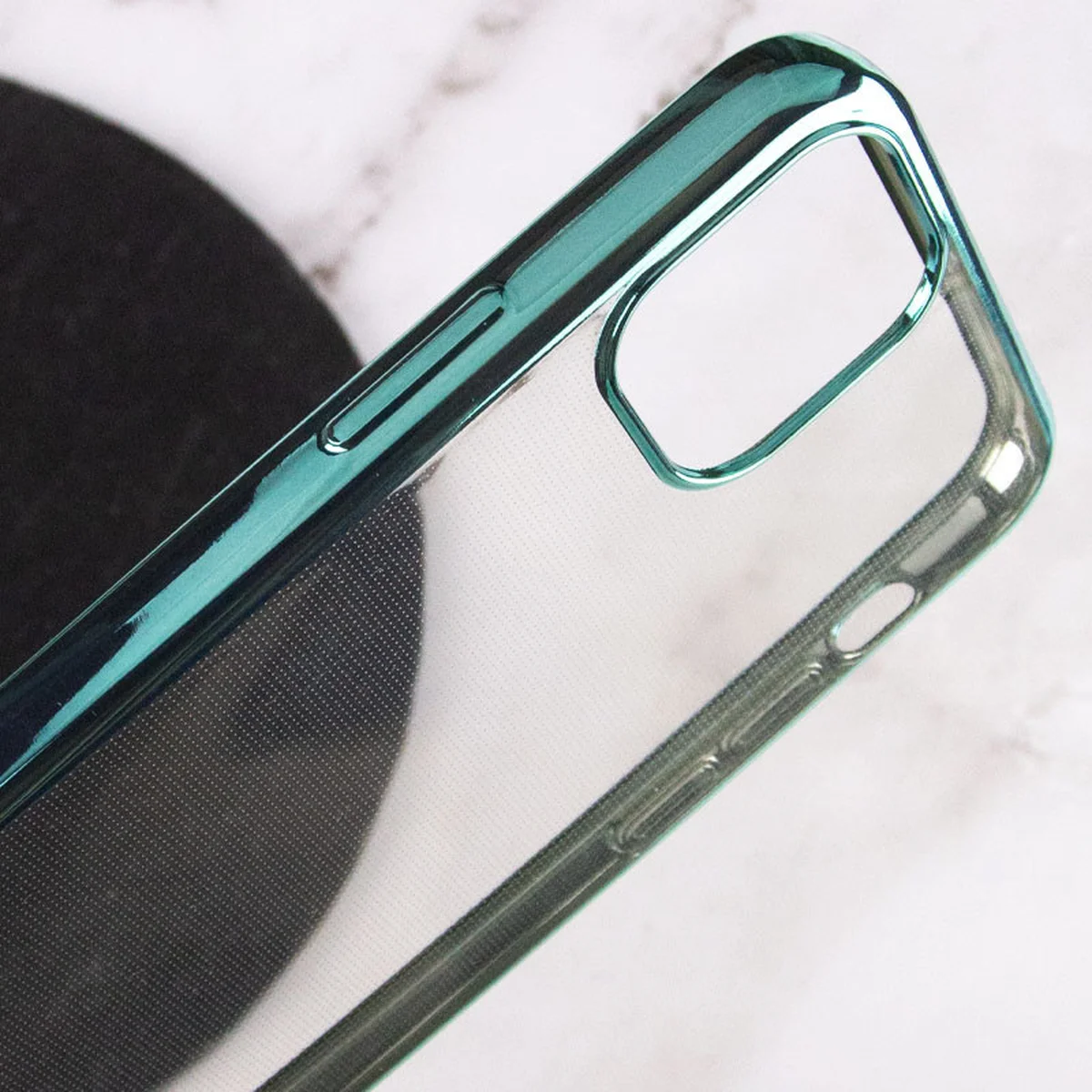 Прозрачный силиконовый чехол глянцевая окантовка Full Camera для Apple iPhone 13 mini (5.4") Зеленый