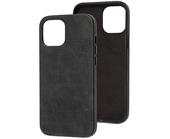 Шкіряний чохол Croco Leather для Apple iPhone 13 mini (5.4") Black