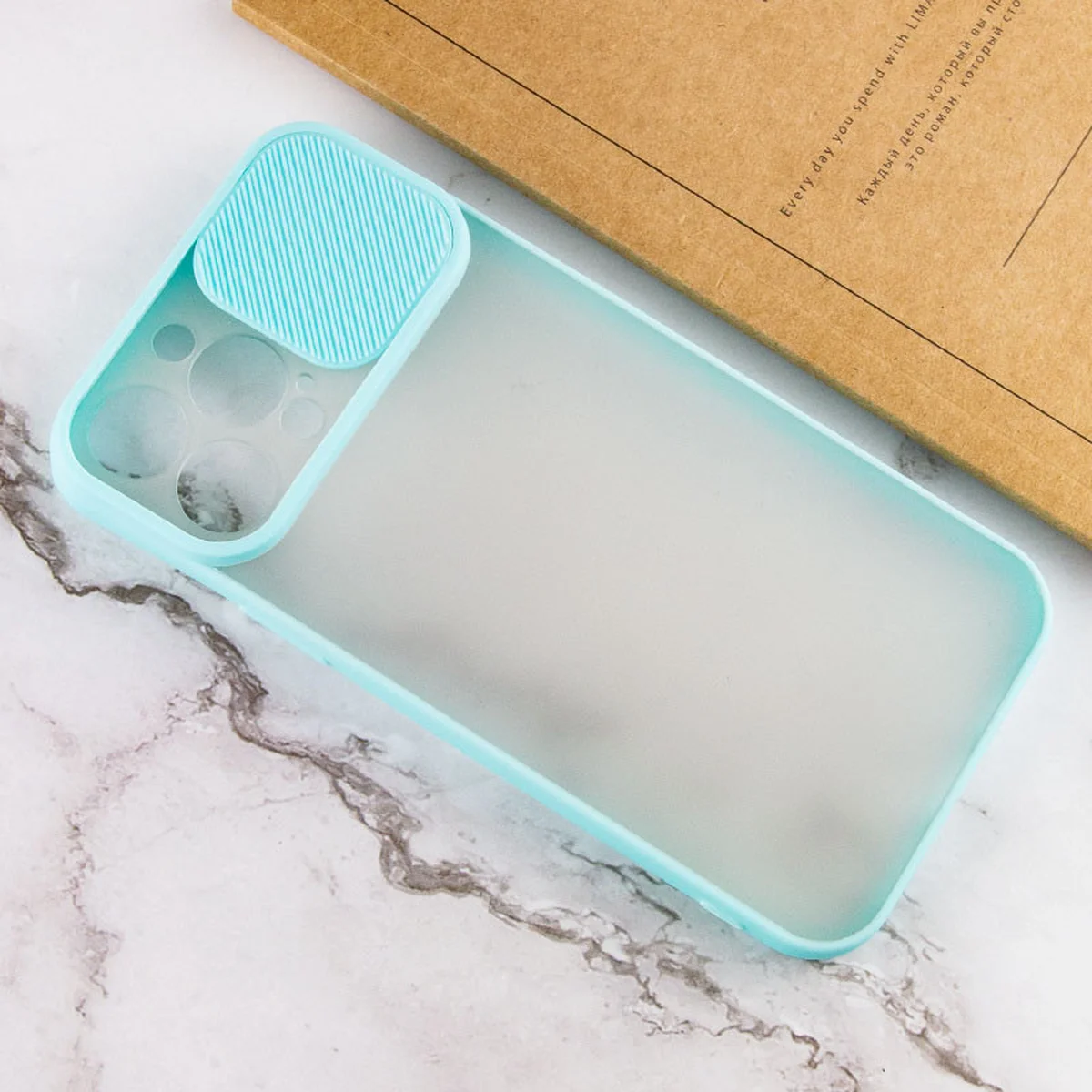 Чехол Camshield mate TPU со шторкой для камеры для Apple iPhone 13 Pro Max (6.7") Бирюзовый