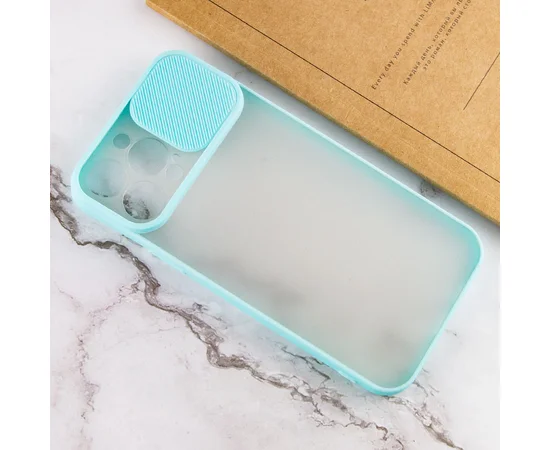 Чехол Camshield mate TPU со шторкой для камеры для Apple iPhone 13 Pro Max (6.7") Бирюзовый