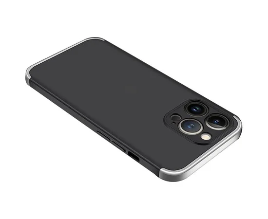Пластиковая накладка GKK LikGus 360 градусов (opp) для Apple iPhone 13 Pro Max (6.7") Черный / Серебряный