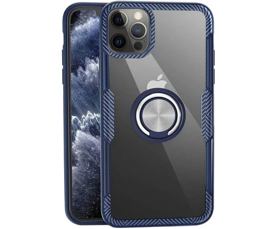 TPU+PC чехол Deen CrystalRing for Magnet (opp) для Apple iPhone 13 Pro Max (6.7") Бесцветный / Темно-синий