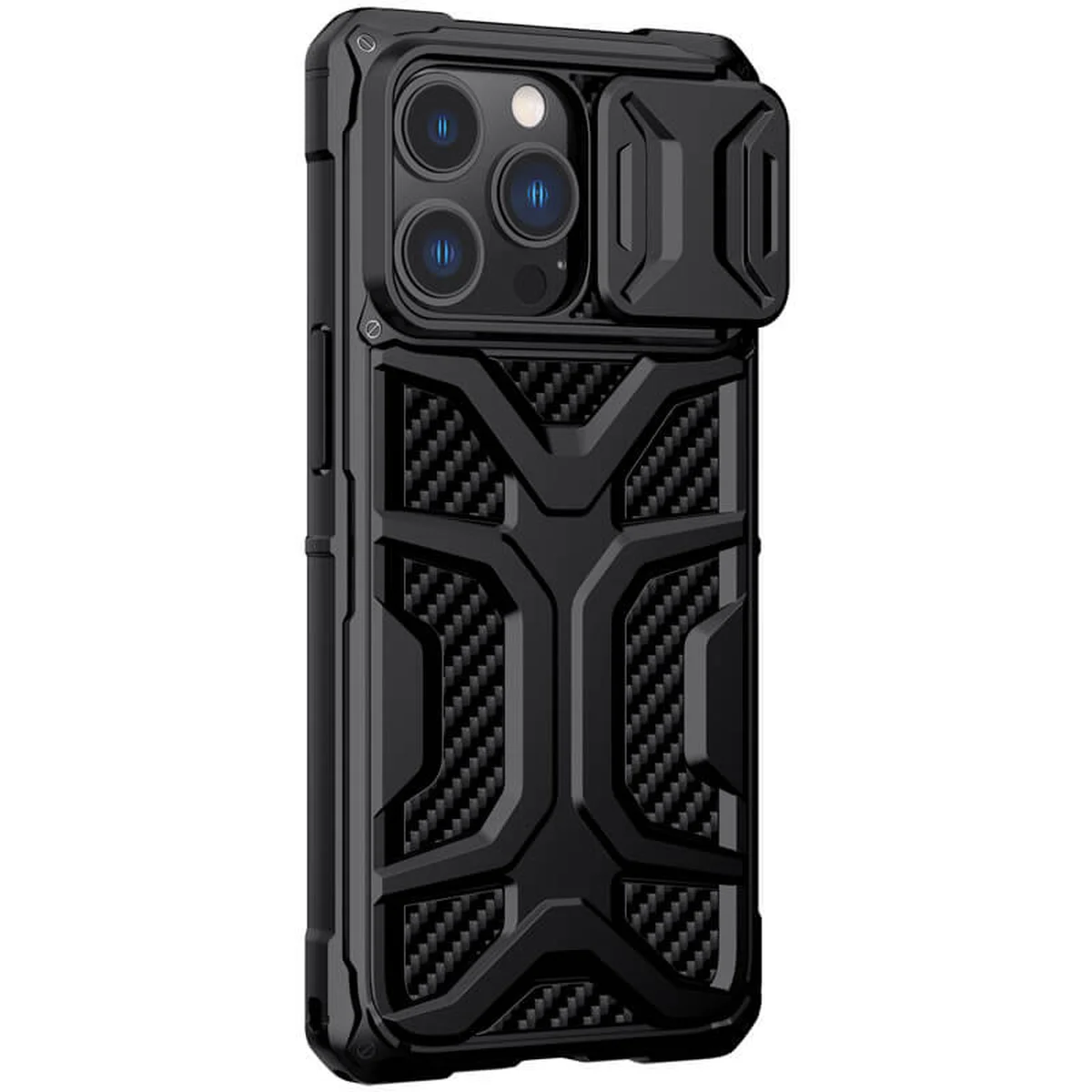 TPU+PC чехол Nillkin CamShield Adventurer (шторка на камеру) для Apple iPhone 13 Pro Max (6.7") Черный