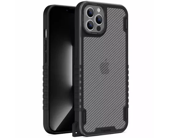 Чехол TPU+PC TRAVEL Carbon для Apple iPhone 13 Pro Max (6.7") Черный
