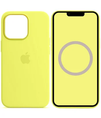 Чохол Silicone case (AAA) full with Magsafe and Animation для Apple iPhone 13 Pro Max (6.7") Жовтий / Lemon Zest