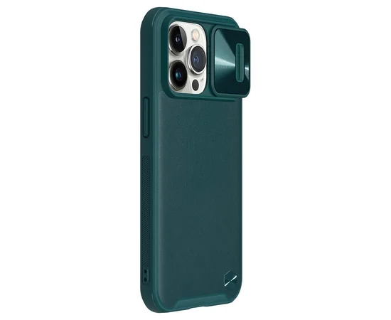 Кожаная накладка Nillkin Camshield Leather (шторка на камеру) для Apple iPhone 13 Pro Max (6.7") Зеленый / Green