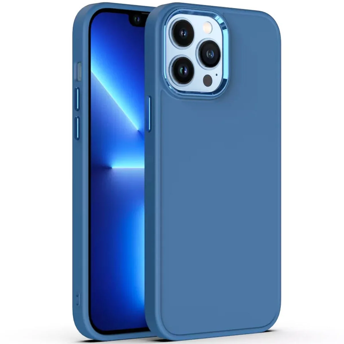 TPU чехол Bonbon Metal Style для Apple iPhone 13 Pro Max (6.7") Синий / Denim Blue