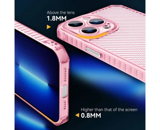 Чехол TPU Ease Carbon color series для Apple iPhone 13 Pro Max (6.7") Розовый / Прозрачный