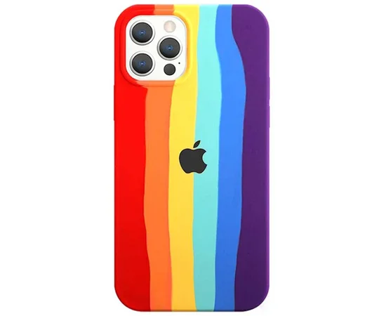 Чехол Silicone case Full Rainbow для Apple iPhone 13 Pro Max (6.7") Красный / Фиолетовый