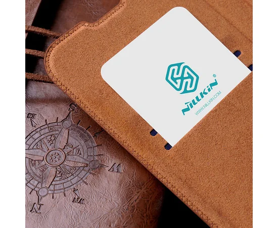 Кожаный чехол (книжка) Nillkin Qin Pro Camshield для Apple iPhone 13 Pro Max (6.7") Коричневый