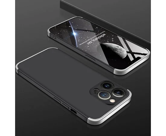 Пластиковая накладка GKK LikGus 360 градусов (opp) для Apple iPhone 13 Pro Max (6.7") Черный / Серебряный