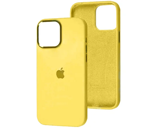 Чехол Silicone Case Metal Buttons (AA) для Apple iPhone 13 Pro Max (6.7") Желтый / Sunglow