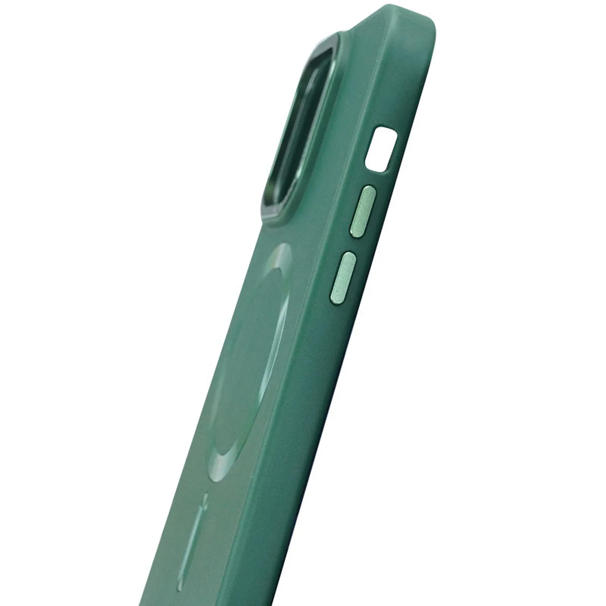 Кожаный чехол Bonbon Leather Metal Style with MagSafe для Apple iPhone 13 Pro Max (6.7") Зеленый / Pine green