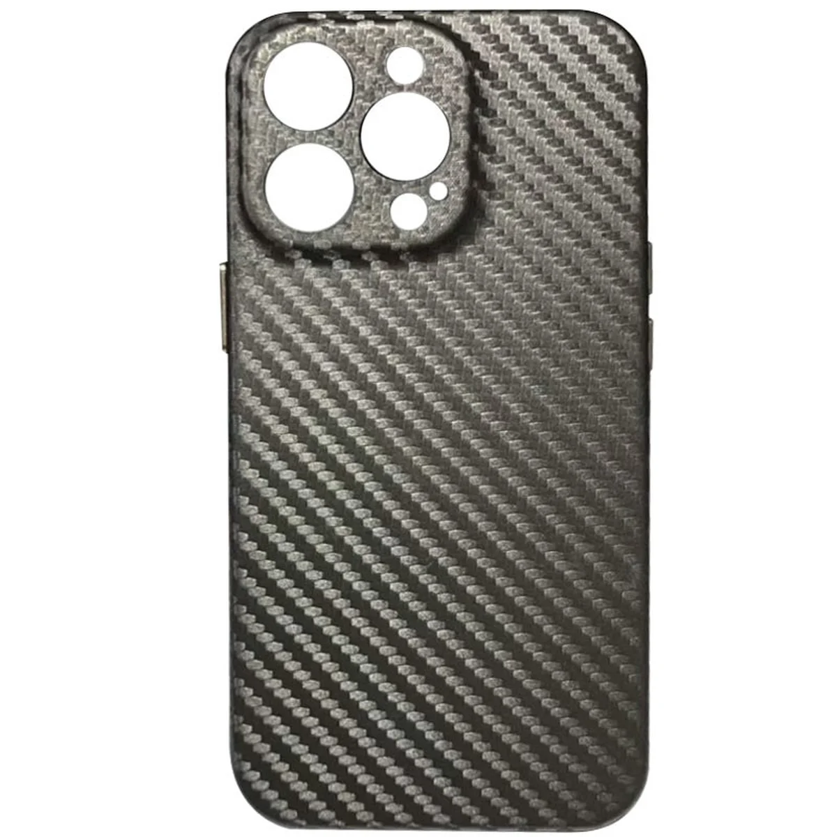 Кожаный чехол Leather Case Carbon series для Apple iPhone 13 Pro Max (6.7") Серый