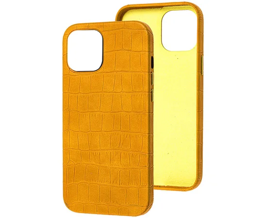 Кожаный чехол Croco Leather для Apple iPhone 13 Pro Max (6.7") Yellow