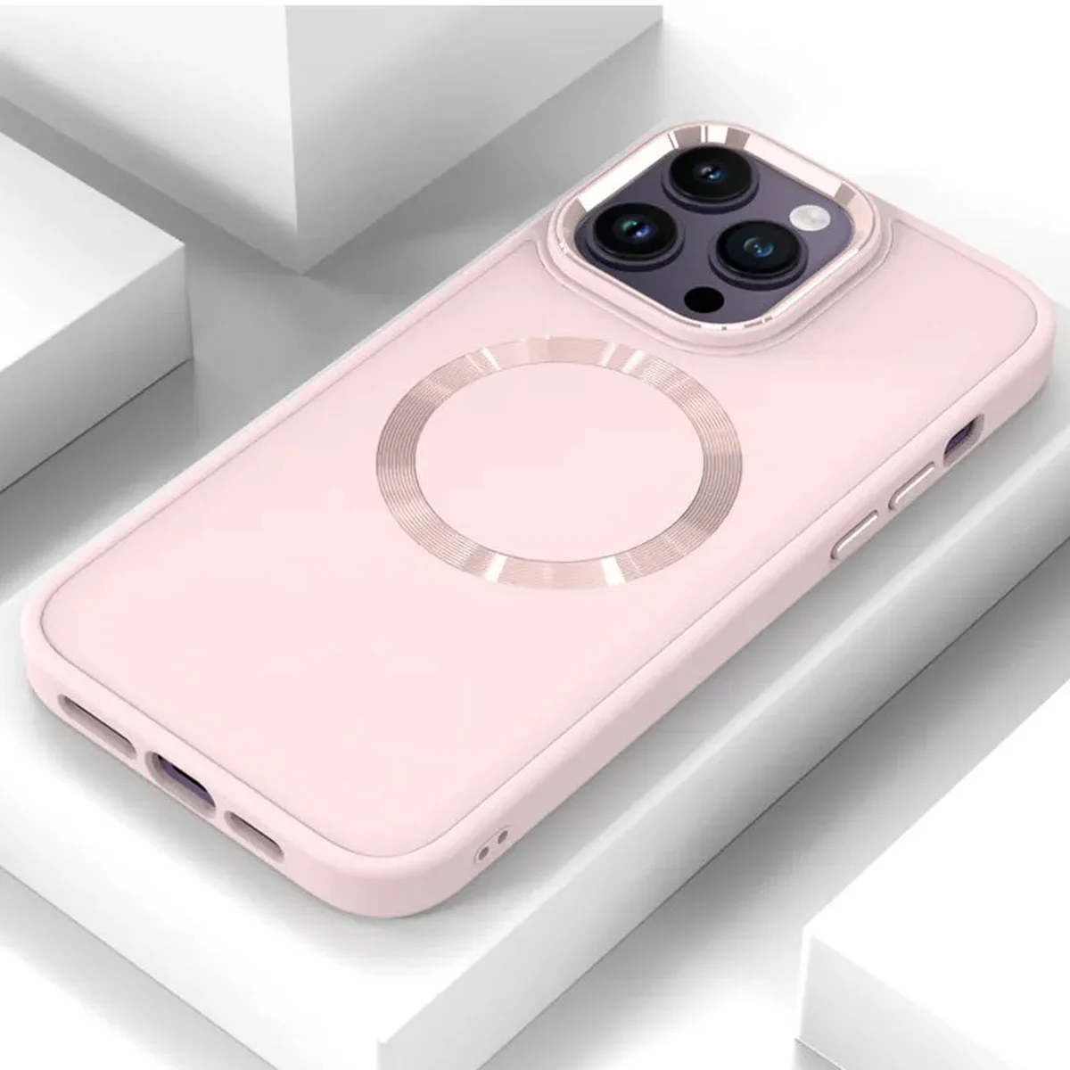 TPU чехол Bonbon Metal Style with MagSafe для Apple iPhone 13 Pro Max (6.7") Розовый / Light Pink