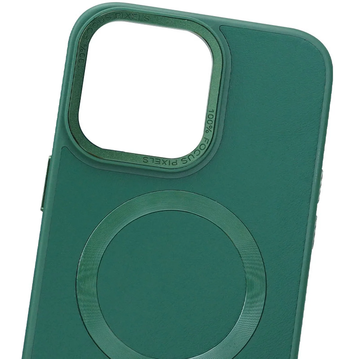 Кожаный чехол Bonbon Leather Metal Style with MagSafe для Apple iPhone 13 Pro Max (6.7") Зеленый / Pine green