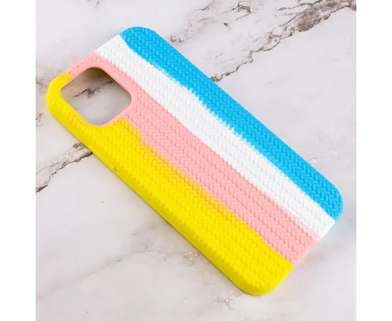 Чехол Silicone case Full Braided для Apple iPhone 13 Pro Max (6.7") Желтый / Голубой