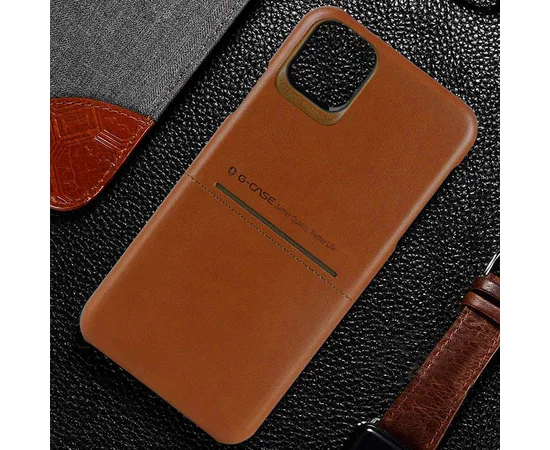 Кожаная накладка G-Case Cardcool Series для Apple iPhone 13 Pro Max (6.7") Коричневый