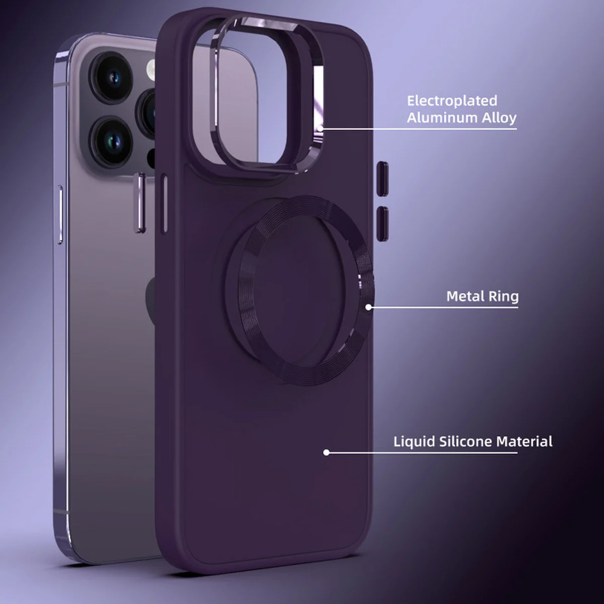 TPU чехол Bonbon Metal Style with MagSafe для Apple iPhone 13 Pro Max (6.7") Фиолетовый / Dark Purple