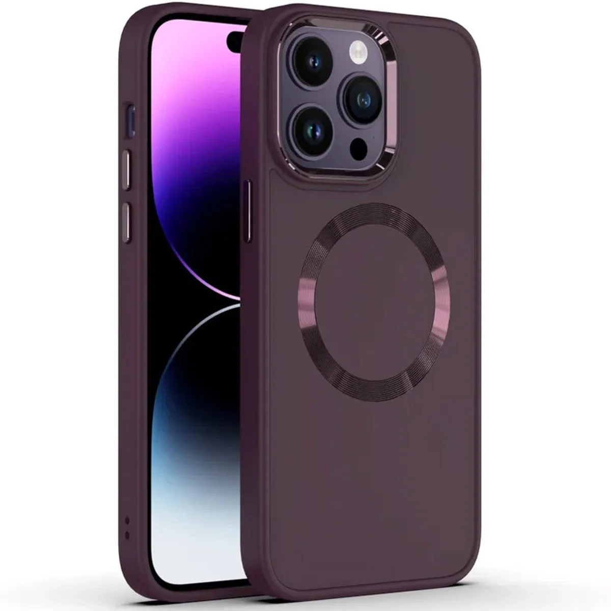 TPU чохол Bonbon Metal Style with MagSafe для Apple iPhone 13 Pro Max (6.7") Бордовий / Plum