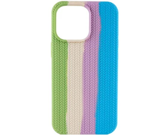 Чехол Silicone case Full Braided для Apple iPhone 13 Pro Max (6.7") Мятный / Голубой
