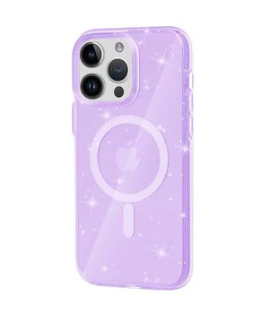 Чехол TPU Galaxy Sparkle (MagFit) для Apple iPhone 13 Pro Max (6.7") Purple+Glitter