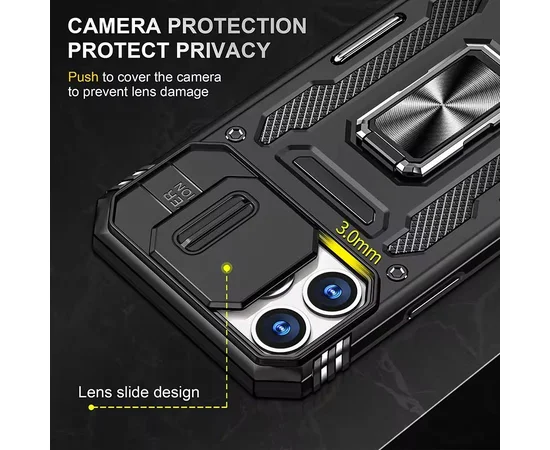 Ударопрочный чехол Camshield Army Ring для Apple iPhone 13 Pro Max (6.7") Черный / Black