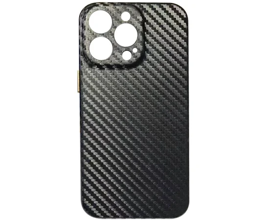 Кожаный чехол Leather Case Carbon series для Apple iPhone 13 Pro Max (6.7") Черный