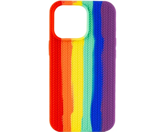 Чехол Silicone case Full Braided для Apple iPhone 13 Pro Max (6.7") Красный / Фиолетовый