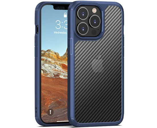 Чехол TPU+PC Matte Carbon для Apple iPhone 13 Pro Max (6.7") Синий