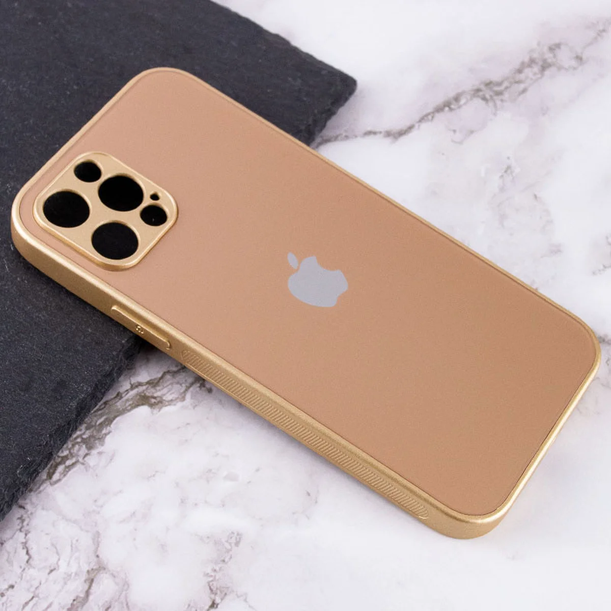 TPU+Glass чехол Matte Candy Full camera для Apple iPhone 13 Pro Max (6.7") Золотой