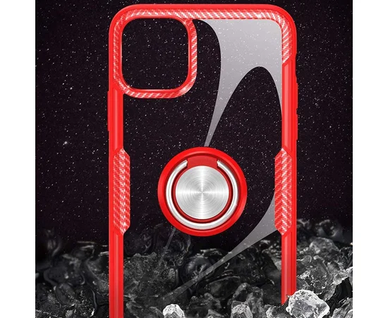 TPU+PC чехол Deen CrystalRing for Magnet (opp) для Apple iPhone 13 Pro Max (6.7") Бесцветный / Красный