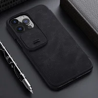 Кожаный чехол (книжка) Nillkin Qin Pro Camshield для Apple iPhone 13 Pro Max (6.7") Черный