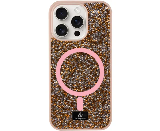 TPU чохол Bling World Rock Diamond with MagSafe для Apple iPhone 13 Pro Max (6.7") Rose Gold
